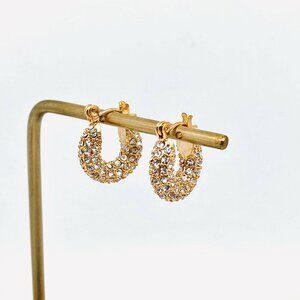 Sparkling 18K Gold Plated Stainless Steel Hoop Earrings Small White
